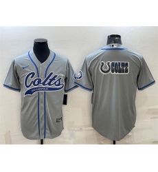 Men Indianapolis Colts Grey Team Big Logo With Patch Cool Base Stitched Baseball Jersey