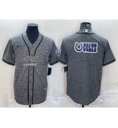 Men Indianapolis Colts Grey Team Big Logo With Patch Cool Base Stitched Baseball Jersey