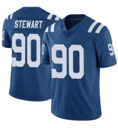 Men Indianapolis Colts Grover Stewart 90 Blue Vapor Sitched NFL Limited Jersey
