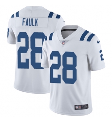 Men Nike Colts #28 Marshall Faulk White Stitched NFL Vapor Untouchable Limited Jersey