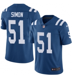 Men Nike Colts #51 John Simon Royal Blue Team Color Stitched NFL Vapor Untouchable Limited Jersey