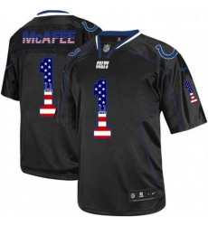 Men Nike Indianapolis Colts 1 Pat McAfee Elite Black USA Flag Fashion NFL Jersey