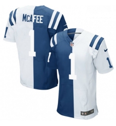 Men Nike Indianapolis Colts 1 Pat McAfee Elite Royal BlueWhite Split Fashion NFL Jersey