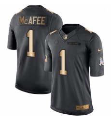 Men Nike Indianapolis Colts 1 Pat McAfee Limited BlackGold Salute to Service NFL Jersey