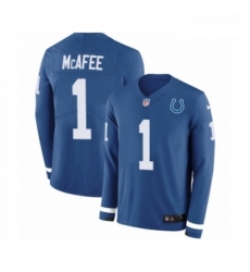 Men Nike Indianapolis Colts 1 Pat McAfee Limited Blue Therma Long Sleeve NFL Jersey