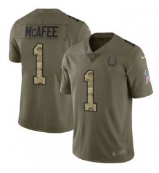 Men Nike Indianapolis Colts 1 Pat McAfee Limited OliveCamo 2017 Salute to Service NFL Jersey