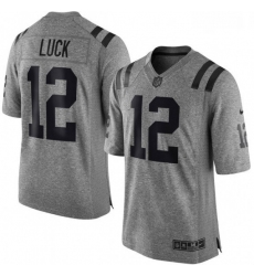 Men Nike Indianapolis Colts 12 Andrew Luck Limited Gray Gridiron NFL Jersey