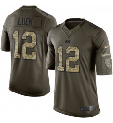 Men Nike Indianapolis Colts 12 Andrew Luck Limited Green Salute to Service NFL Jersey