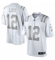 Men Nike Indianapolis Colts 12 Andrew Luck Limited White Platinum NFL Jersey
