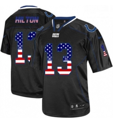 Men Nike Indianapolis Colts 13 TY Hilton Elite Black USA Flag Fashion NFL Jersey