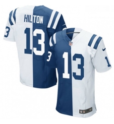 Men Nike Indianapolis Colts 13 TY Hilton Elite Royal BlueWhite Split Fashion NFL Jersey