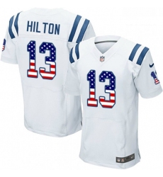 Men Nike Indianapolis Colts 13 TY Hilton Elite White Road USA Flag Fashion NFL Jersey