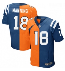 Men Nike Indianapolis Colts 18 Peyton Manning Elite Royal BlueOrange Split Fashion NFL Jersey