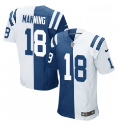 Men Nike Indianapolis Colts 18 Peyton Manning Elite Royal BlueWhite Split Fashion NFL Jersey
