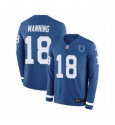 Men Nike Indianapolis Colts 18 Peyton Manning Limited Blue Therma Long Sleeve NFL Jersey