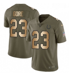 Men Nike Indianapolis Colts 23 Frank Gore Limited OliveGold 2017 Salute to Service NFL Jersey