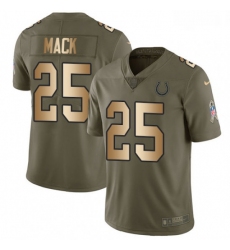 Men Nike Indianapolis Colts 25 Marlon Mack Limited OliveGold 2017 Salute to Service NFL Jersey