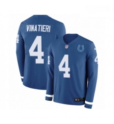 Men Nike Indianapolis Colts 4 Adam Vinatieri Limited Blue Therma Long Sleeve NFL Jersey