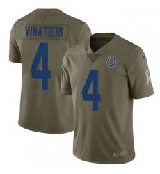 Men Nike Indianapolis Colts 4 Adam Vinatieri Limited Olive 2017 Salute to Service NFL Jersey