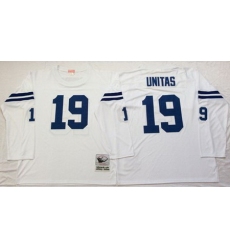 Mitchell&Ness Colts 19 Johnny Unitas White Throwback Stitched NFL Jersey