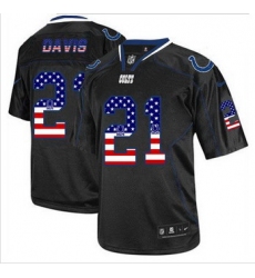 New Indianapolis Colts #21 Vontae Davis Black Men' Stitched NFL Elite USA Flag Fashion Jersey