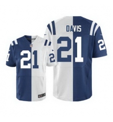 Nike Colts #21 Vontae Davis Royal Blue White Mens Stitched NFL Elite Split Jersey