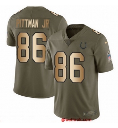 Nike Colts 86 Michael Pittman Jr  Olive Gold Men Stitched NFL Limited 2017 Salute To Service Jersey