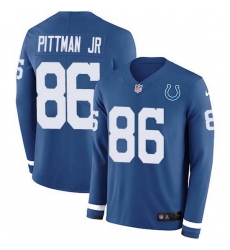Nike Colts 86 Michael Pittman Jr  Royal Blue Team Color Men Stitched NFL Limited Therma Long Sleeve Jersey