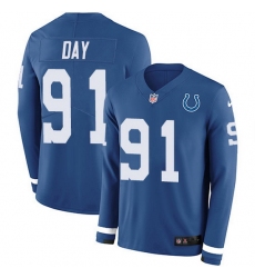 Nike Colts 91 Sheldon Day Royal Blue Team Color Men Stitched NFL Limited Therma Long Sleeve Jersey