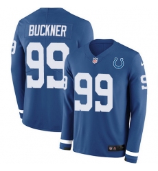 Nike Colts 99 DeForest Buckner Royal Blue Team Color Men Stitched NFL Limited Therma Long Sleeve Jersey