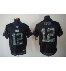 Nike Indianapolis Colts 12 Andrew Luck Black Elite Lights Out Camo Number NFL Jersey