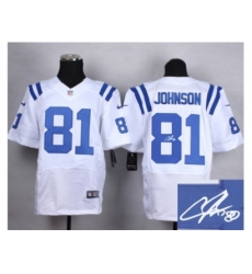 Nike Indianapolis Colts 81 Andre Johnson white Elite Signature NFL Jersey