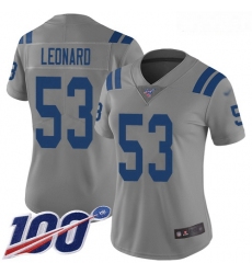Colts #53 Darius Leonard Gray Women Stitched Football Limited Inverted Legend 100th Season Jersey