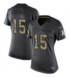 Nike Colts #15 Phillip Dorsett Black Womens Stitched NFL Limited 2016 Salute to Service Jersey