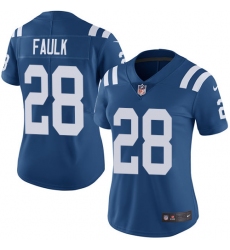 Nike Colts #28 Marshall Faulk Royal Blue Team Color Womens Stitched NFL Vapor Untouchable Limited Jersey