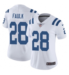 Nike Colts #28 Marshall Faulk White Womens Stitched NFL Vapor Untouchable Limited Jersey