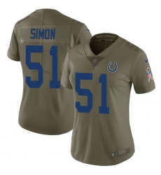 Nike Colts #51 John Simon Olive Womens Stitched NFL Limited 2017 Salute to Service Jersey