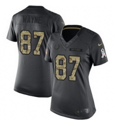 Nike Colts #87 Reggie Wayne Black Womens Stitched NFL Limited 2016 Salute to Service Jersey
