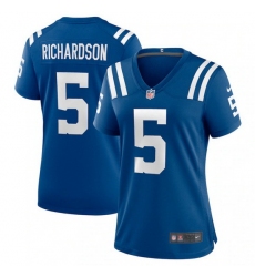 Women Indianapolis Colts 5 Anthony Richardson Blue 2023 Draft Stitched Game Jersey