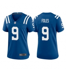 Women Indianapolis Colts 9 Nick Foles Royal Stitched Game Jersey 28Run Small 2