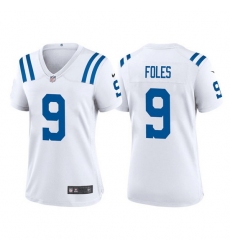Women Indianapolis Colts 9 Nick Foles White Stitched Game Jersey 28Run Small 2