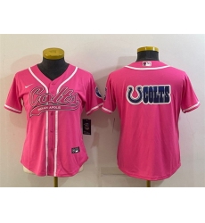 Women Indianapolis Colts Team Big Logo Pink With Patch Cool Base Stitched Baseball Jersey