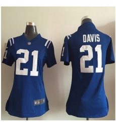 Women New Colts #21 Vontae Davis Royal Blue Team Color Stitched NFL Elite Jersey