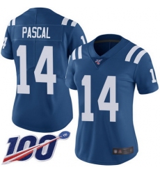 Women Zach Pascal Limited Home Jersey 14 Football Indianapolis Colts Royal Blue 100TH Season Patch