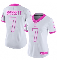 Womens Nike Colts #7 Jacoby Brissett White Pink  Stitched NFL Limited Rush Fashion Jersey