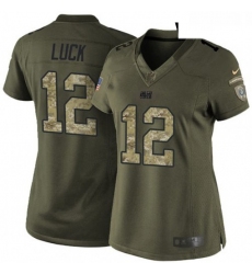 Womens Nike Indianapolis Colts 12 Andrew Luck Elite Green Salute to Service NFL Jersey