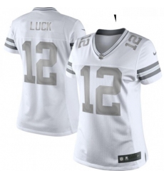 Womens Nike Indianapolis Colts 12 Andrew Luck Limited White Platinum NFL Jersey
