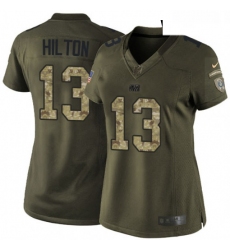 Womens Nike Indianapolis Colts 13 TY Hilton Elite Green Salute to Service NFL Jersey
