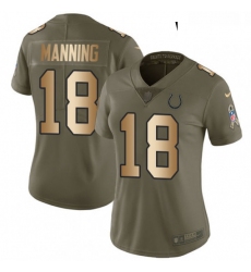 Womens Nike Indianapolis Colts 18 Peyton Manning Limited OliveGold 2017 Salute to Service NFL Jersey