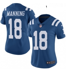 Womens Nike Indianapolis Colts 18 Peyton Manning Limited Royal Blue Rush Vapor Untouchable NFL Jersey